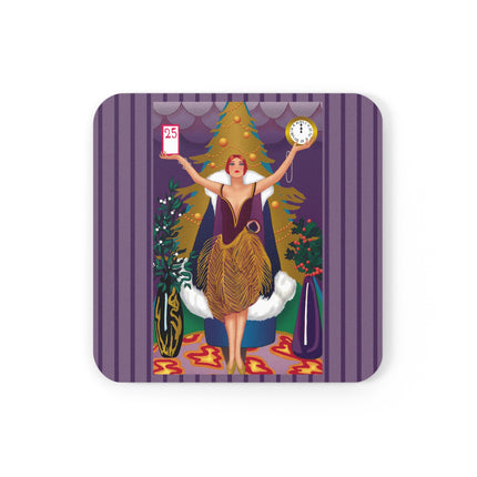 Countdown to Christmas Elegance Cork Back Coaster