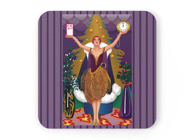 Countdown to Christmas Elegance Cork Back Coaster