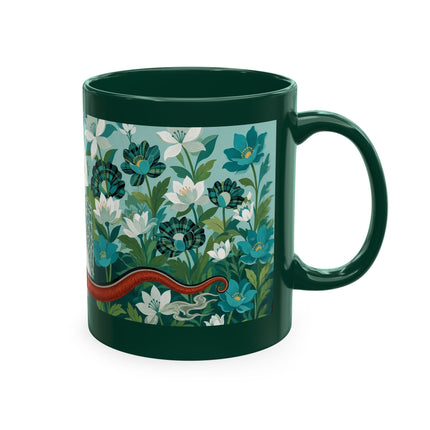 🐉🌿 The Lady & The Garden Dragon Ceramic Mug – Art Deco Botanical Whimsy