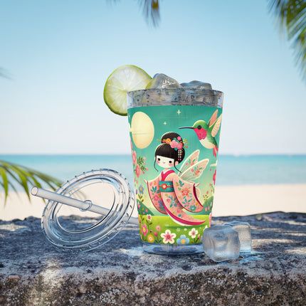 Geisha Fairy and the Hummingbird Blossom Sunsplash Tumbler with Straw, 16oz