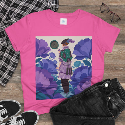 💜🌸 The Violet Garden Promenade Cotton Tee – Art Deco Floral Fashion
