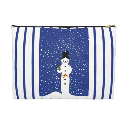 Snowman in Falling Snow Accessory Pouch