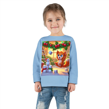 Naughty or Nice Kitten Christmas Toddler Long Sleeve Tee