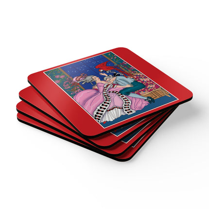 The Jealous Parrot by George Barbier Corkwood Coaster Set