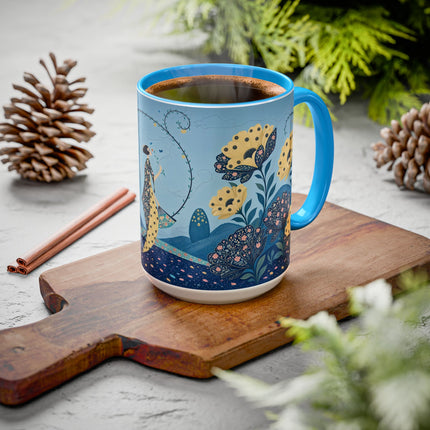 🌼🦋 The Enchanted Butterfly Garden Promenade Colorful Mug – Art Deco Floral Whimsy