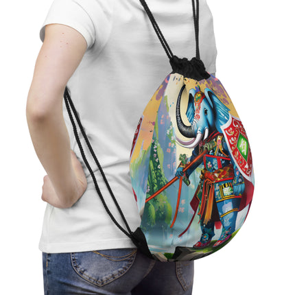 Cyberpunk Elephant Drawstring Bag
