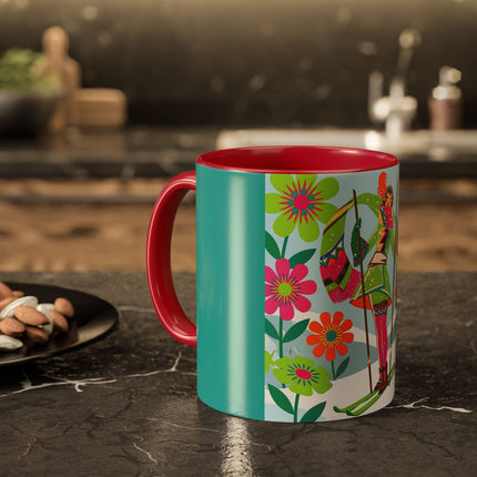 🎿🌸 The Winter Flower Adventurer Colorful Mug – Colorful Ski Fantasy