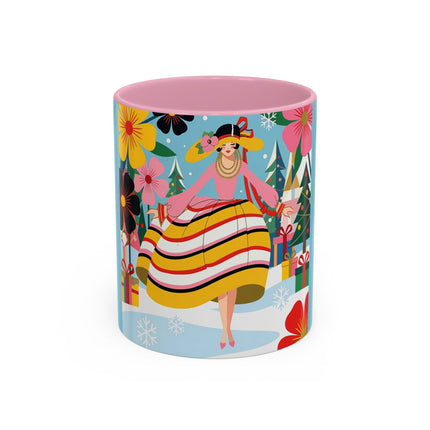 🌼🎄 The Christmas Blossom Belle Colorful Mug – Colorful Art Deco Holiday Fantasy