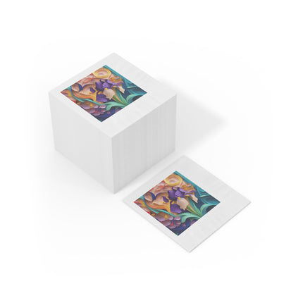 The Elegant Iris Flower White Coined Napkins