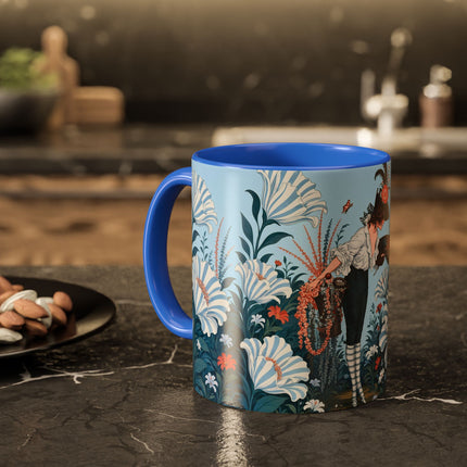 🎨💙 The Enchanted Garden Artist Colorful Mug – Art Deco Floral Whimsy