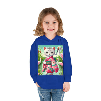 Geisha Kitten Strolls Among the Spoonbills Toddler Pullover Fleece Hoodie