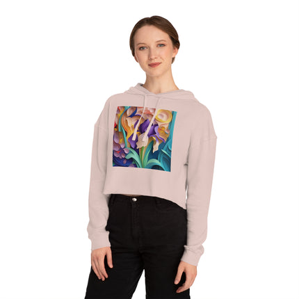 The Elegant Iris Flower Women’s Cropped Hooded Sweatshirt