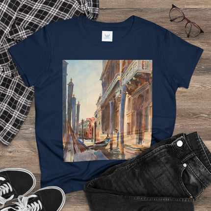 Gondola Moorings on the Grand Canal by John Singer Sargent Women's Midweight Cotton Tee