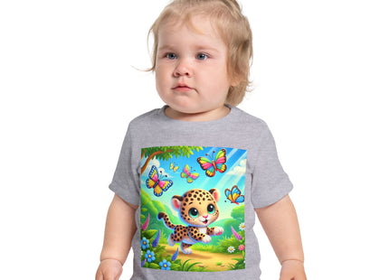 Butterfly Chase Leopard Cub Baby Short Sleeve T-Shirt