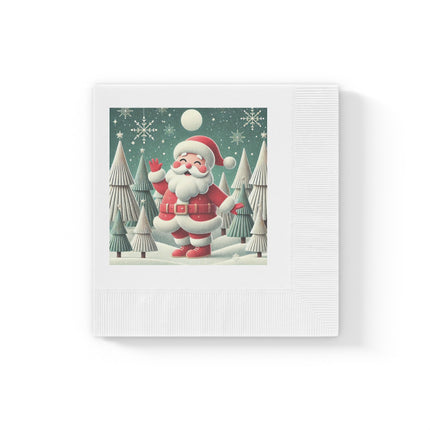 Santa's Joyful Night White Coined Napkins