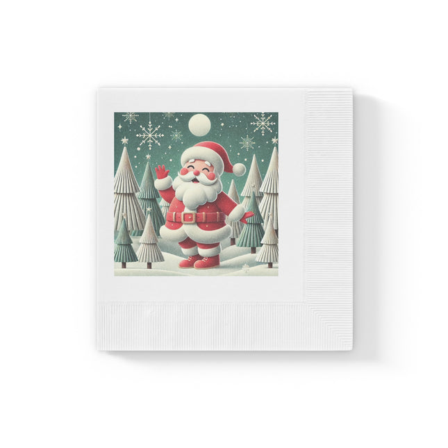 Santa's Joyful Night White Coined Napkins