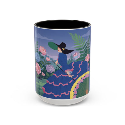 The Lady Of The Garden Stroll Colorful Mugs – Art Deco Botanical Elegance