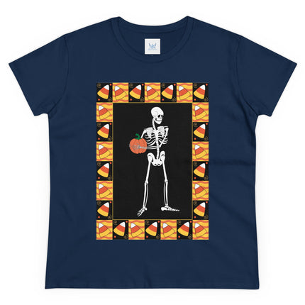 Candy Corn Skeleton Women's Midweight Cotton Tee