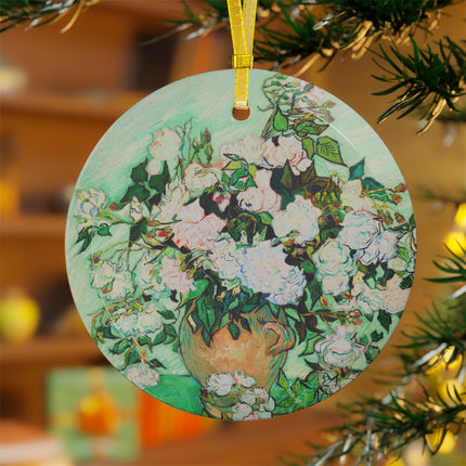 Roses by Vincent Van Gogh Glass Ornament