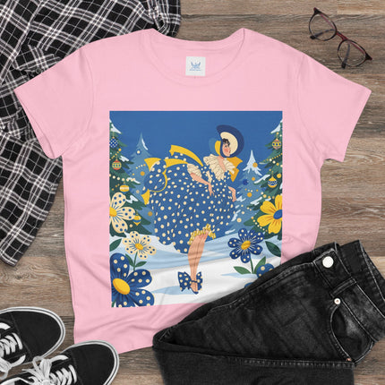 ❄️💙 The Bluebell Christmas Promenade Cotton Tee – Art Deco Holiday Elegance