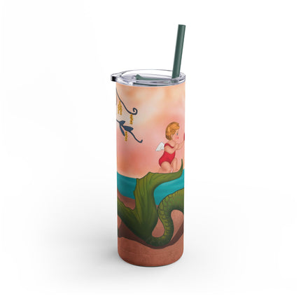 Mermaid with Parasol and Cupid by George Barbier Skinny Matte Tumbler, 20oz