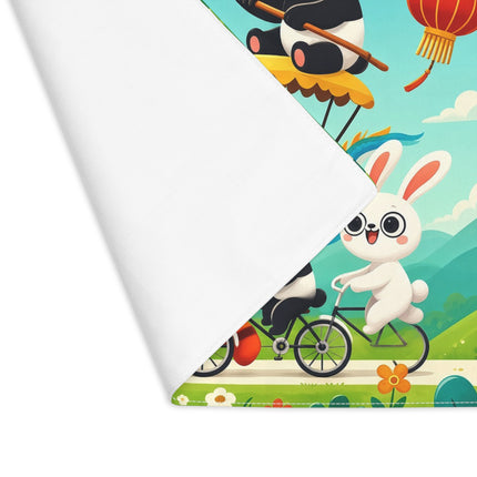 🚲🐼 Rolling Along Together Placemat – Whimsical Animal Bicycle Adventure
