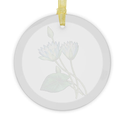 Egyptian lotus flower botanical illustration by Pierre-Joseph Redouté Glass Ornament