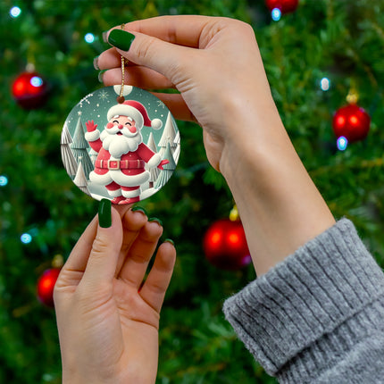 Santa's Joyful Night Ceramic Ornament