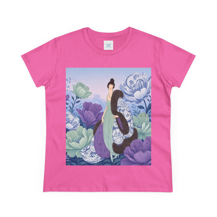 💜🌸 The Lavender Porcelain Garden Cotton Tee – Art Deco Fashion Elegance
