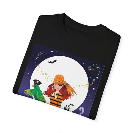 Moonlit Pirate Halloween Unisex Garment-Dyed T-shirt