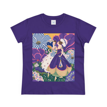 💜🌼 The Violet Garden Companions Cotton Tee – Art Deco Fashion Illustration