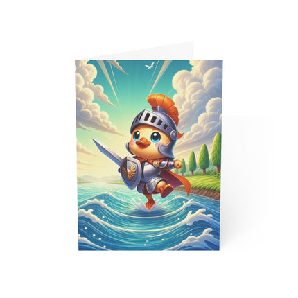 🦆⚔️ The Little Duck Knight’s River Quest Greeting Card – Whimsical Animal Adventure