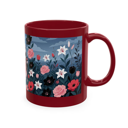 🌹🖤 The Lady Of The Midnight Rose Garden Ceramic Mug – Art Deco Floral Elegance