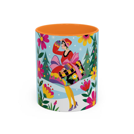 🌸🎄 Christmas In The Winter Garden Colorful Mug – Whimsical Holiday Fantasy