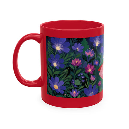 🌙🌺 The Lady Of The Midnight Flower Garden Ceramic Mug – Art Deco Floral Elegance
