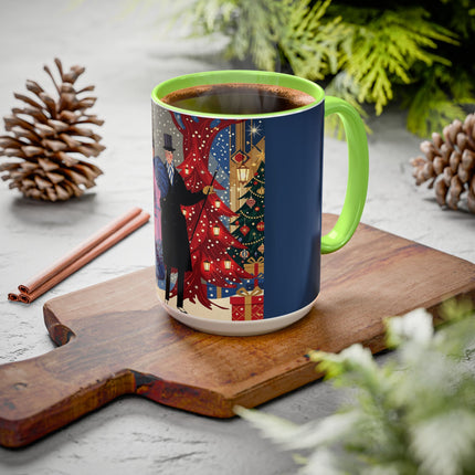 🎩🎄 Christmas Eve Promenade Colorful Mug – Art Deco Holiday Elegance