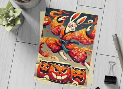 Jack-O’-Lantern Drums & The Kabuki Rabbit Postcards (envelopes included) - Bundles of 10, 30, 50 Pieces