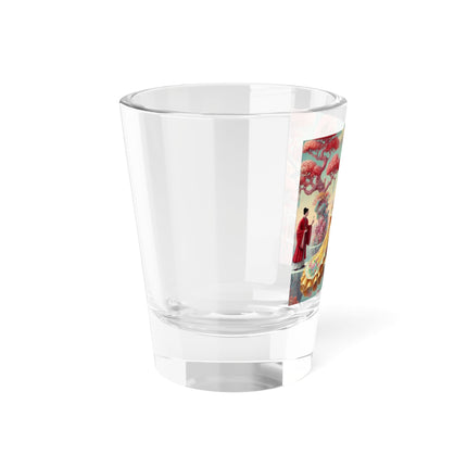 Cherry Blossom Courtesans & Crimson Crab Shot Glass – Imperial Elegance & Playful Charm