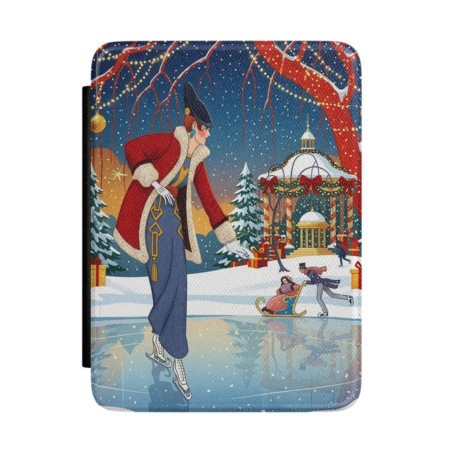 ⛸️🎄 The Christmas Skating Pavilion Kindle Case – Art Deco Holiday Fantasy