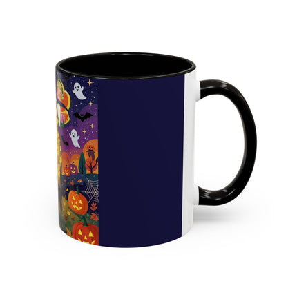 🎃🐈‍⬛ The Pumpkin Moon Embrace Colorful Mug – Whimsical Halloween Charm