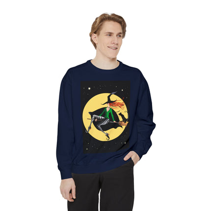 A Witch’s Moonlit Flight Unisex Garment-Dyed Sweatshirt