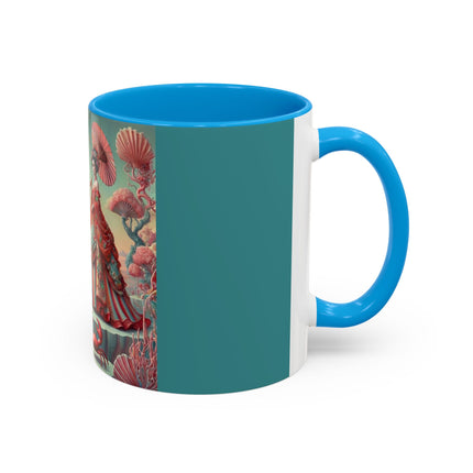 Cherry Blossom Courtesans & Crimson Crab Colorful Mug – Imperial Elegance & Playful Charm