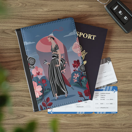 🌸🖤 The Striped Orchid Promenade Passport Cover – Art Deco Floral Fashion