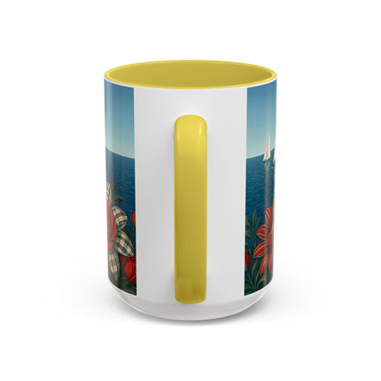 ⛵🌹 The Seaside Rose Traveler Colorful Mug – Art Deco Floral Elegance