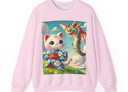 Geisha Kitten and the Dragon Kite Heavy Blend™ Crewneck Sweatshirt