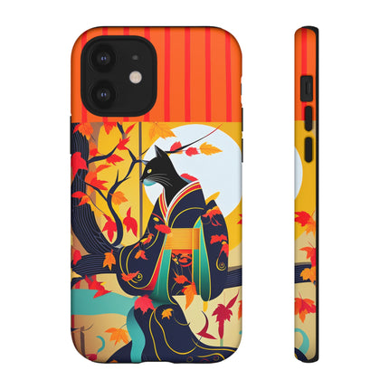 Black Cat in Kimono Phone Cases