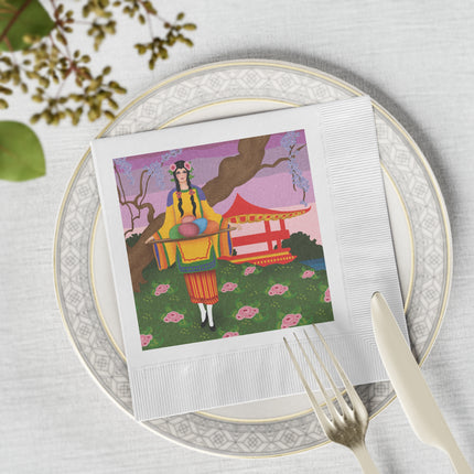 Elegance and Blooms White Coined Napkins