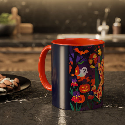 🌙🎃 The Moonlit Garden Masquerade Colorful Mug – Floral Halloween Charm