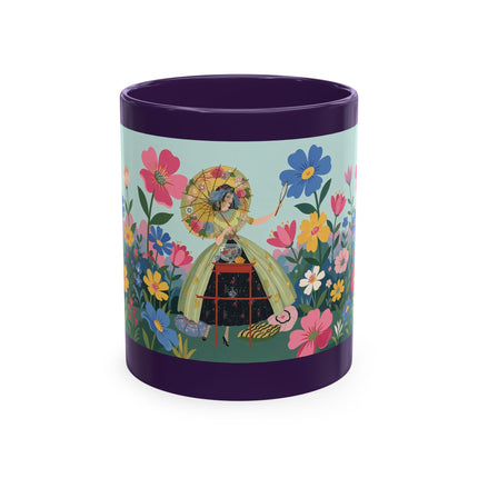 🌼🪭 The Lady Of The Grand Flower Garden Ceramic Mug – Art Deco Garden Whimsy