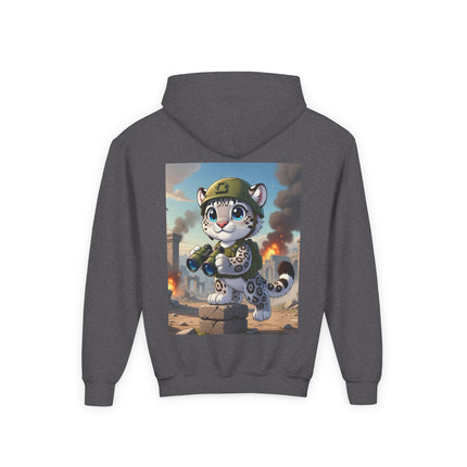 Snow Leopard Lookout Youth Hooded Sweatshirt – Adventure, Curiosity & Fearless Style